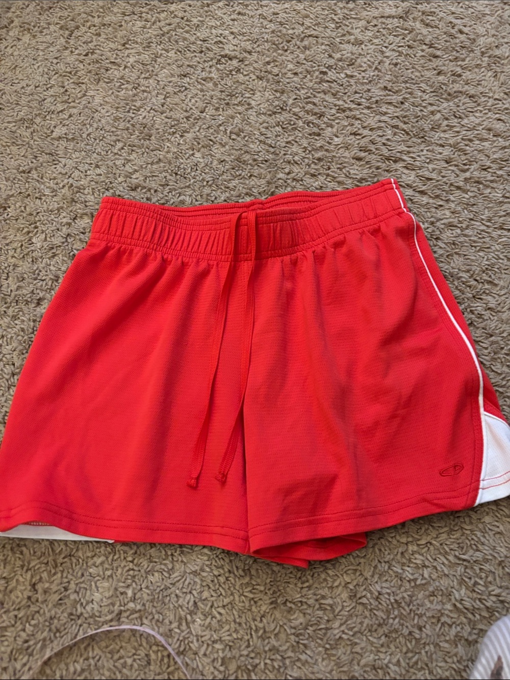 EUC Red Women's Athletic Shorts with Drawstring size small see pics for flaws